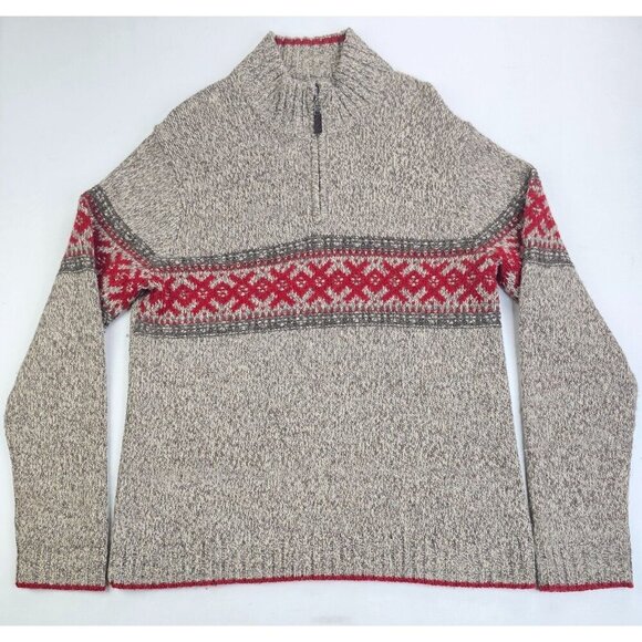 Eddie Bauer Size Large Men 1/4 Zip Lambs Wool Blend Pullover Long Sleeve Sweater - Picture 1 of 8